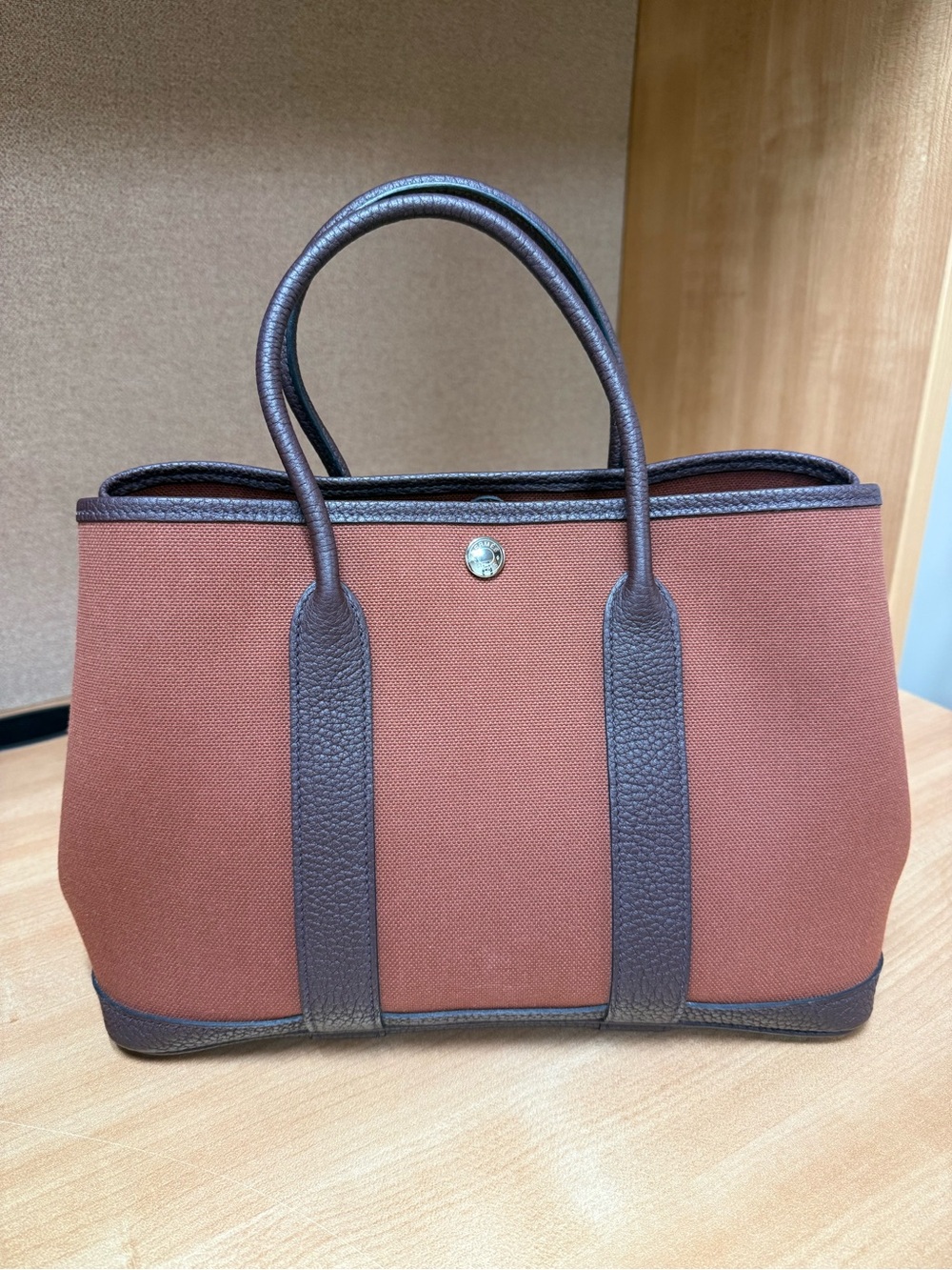FINAL CALL- Authentic Toile Hermes Garden Party 30  with leather trim - Picture 3 of 7